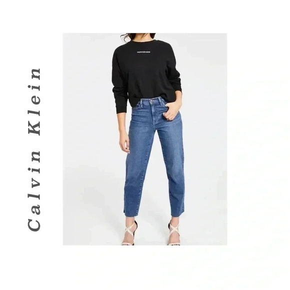 🆕 Calvin Klein Jeans Raw-Hem High-Rise Straight Jeans 25🆕 - Picture 1 of 16